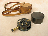 1920's Stanley London pocket box sextant with extending telescope, in leather case.